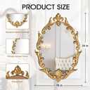 Oval Gold Baroque French Vintage Wall Mirror, 24"x16" Antique Vanity Ornate Decorative Mirror with Metal Frame, Carved Pattern for Living Room, Entryway, Hallway, Bedroom,Bathroom