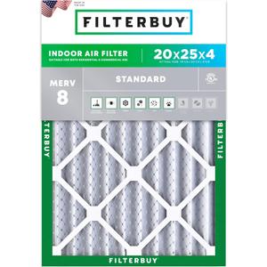 Filterbuy 20x25x4 Air Filter MERV 8 (MPR 700) Dust Defense Replacement (1-Pack), Electrostatic Pleated HVAC AC Furnace Filters, Made in USA (Actual Size: 19.50 x 24.50 x 3.63)