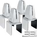 4 Packs Sneeze Guard Support, Aluminum Vertical Partition Board Clamp, Acrylic Desk Divider Support Clamp, Desk Shield Privacy Panel Clamps for Clear Shield for Countertop Reception