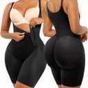 SHAPELLX Shapewear for Women Tummy Control Butt Lifting Bodysuit Fajas Colombianas Open Bust Body Shaper Compression Garment (Large, A1-black)