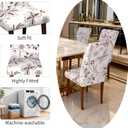Chair Covers Dining Room Set of 6,Printed Patterned Stretch Non Slip Chair Slipcover Removable Washable Kitchen Chair Protector Cover for Home Hotel Banquet Party Office (White Brown Ornate Pattern)