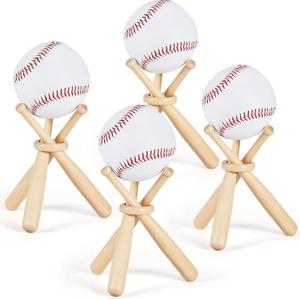 Maitys Baseball Stand Holder for Display Wooden Baseball Holder Stand Mini Sports Balls Bats Display Centerpieces Table Decorations Accessories for Friends Sports Lover Gifts