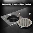 Shower Drain Kit Compatible with Schluter Kerdi System with Integrated Bonding Flange 4" Stainless Steel Square Drain Grate 2" Outlet and Waterproof Corner Seals, Silver