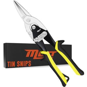 Mutt Tools 10" Heavy Duty Metal Cutting Shears - Professional Tin Snips for Sheet Metal, Stainless Steel & Aluminum - Straight Cut HVAC Scissors with Ergonomic Grip