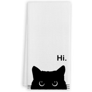 QIYUHOY Black Cat Kitchen Towels and Dishcloths,Cat Theme Dish Towels Gifts for Cat Lovers Hand Towels for Kitchen,24x16 Inch