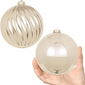 6in Large Christmas Ornaments Shatterproof Christmas Ball Ornaments Giant Hanging Balls Mercury Decorations for Holiday(Champagne,2pc)