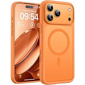 TOCOL for Phone 17 Pro Max Phone Case, Builtin Magnetic Ring, Compatible with Magsafe, Full Camera Protection, Translucent Matte Phone Case for 17 ProMax 6.9 inch (Orange)