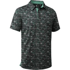 ZITY Men's Golf Shirts Short Sleeve Moisture Wicking Performance Print Patterns Casual Collared Golf Polo Shirt for Men (Green, XL)