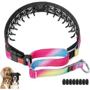 Mayerzon Martingale Prong Collar for Dogs, Patented No Pull Pinch Collar with American Flag and Buckle for Small Medium Large Dogs Training Walking Hunting, Adjustable and Heavy Duty(M, Rainbow) (Medium,2.5mm,20-Inch,14.5-18.5"Neck)