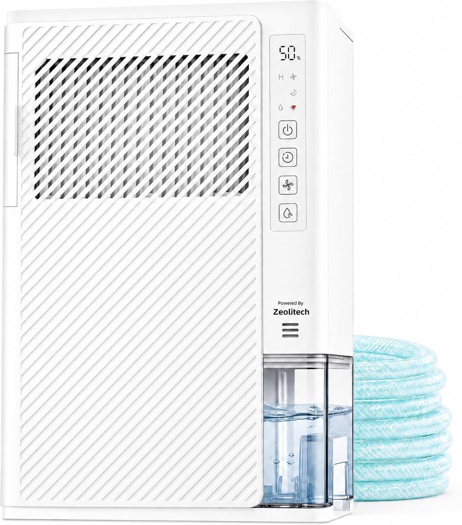 AEOCKY 1000 Sq.Ft Rotary Desiccant Dehumidifier, 10 Pints/Day, Never Frost, Small dehumidifier for Bedroom, Bathroom, Closet, RV, Room, with Drain Hose, Intelligent Humidistat, 85oz Water Tank, Quiet
