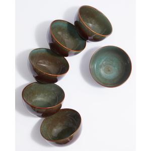 Pokini Stoneware Cereal Bowls Set of 6, 22 Oz Soup Bowls Set for Cereal Soup Snacks, Modern Kitchen Bowls for Meal, Dishwasher & Microwave Safe-Brown and Green