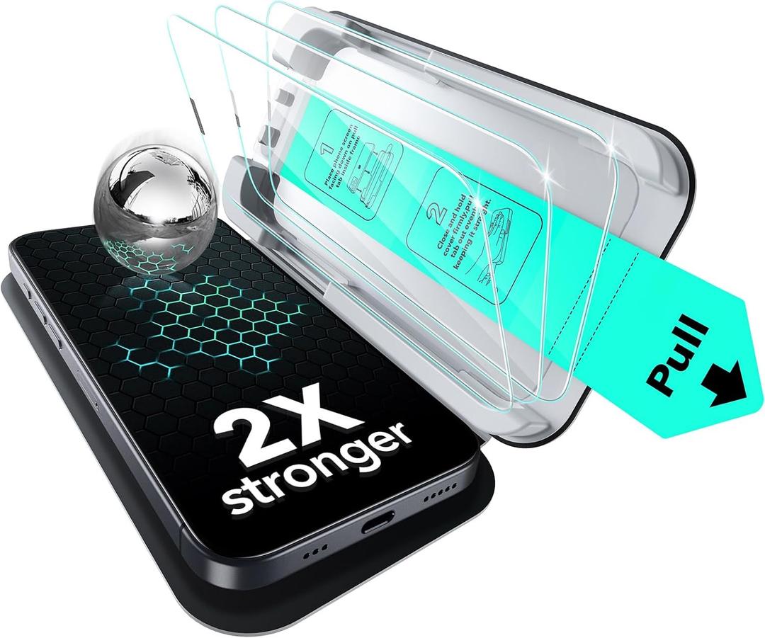 ESR 3 Pack for iPhone 17e/iPhone 16e/iPhone 14/iPhone 13/13 Pro Screen Protector, Military Grade Shatterproof, 9H Hardness, Full Coverage Tempered Glass with UltraFit Tray