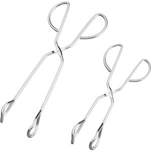 2PCS Metal Steak Tongs Barbecue Tong Flipping Steak Tong Grill Tongs Scissor Salad Tongs Spaghetti Tong Stainless Steel Appliance Bread