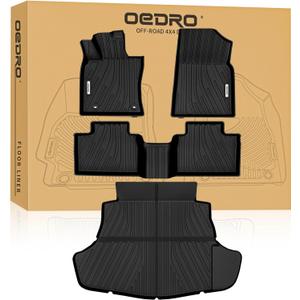 OEDRO Floor Mats & Cargo Mat Fit for 2025 2026 Toyota Camry (Include Hybrid/LE/SE/XLE/XSE), TPE All Weather Custom Fit 2025 Camry Floor Liners 1st & 2nd Row Car Mats Accessories, Black