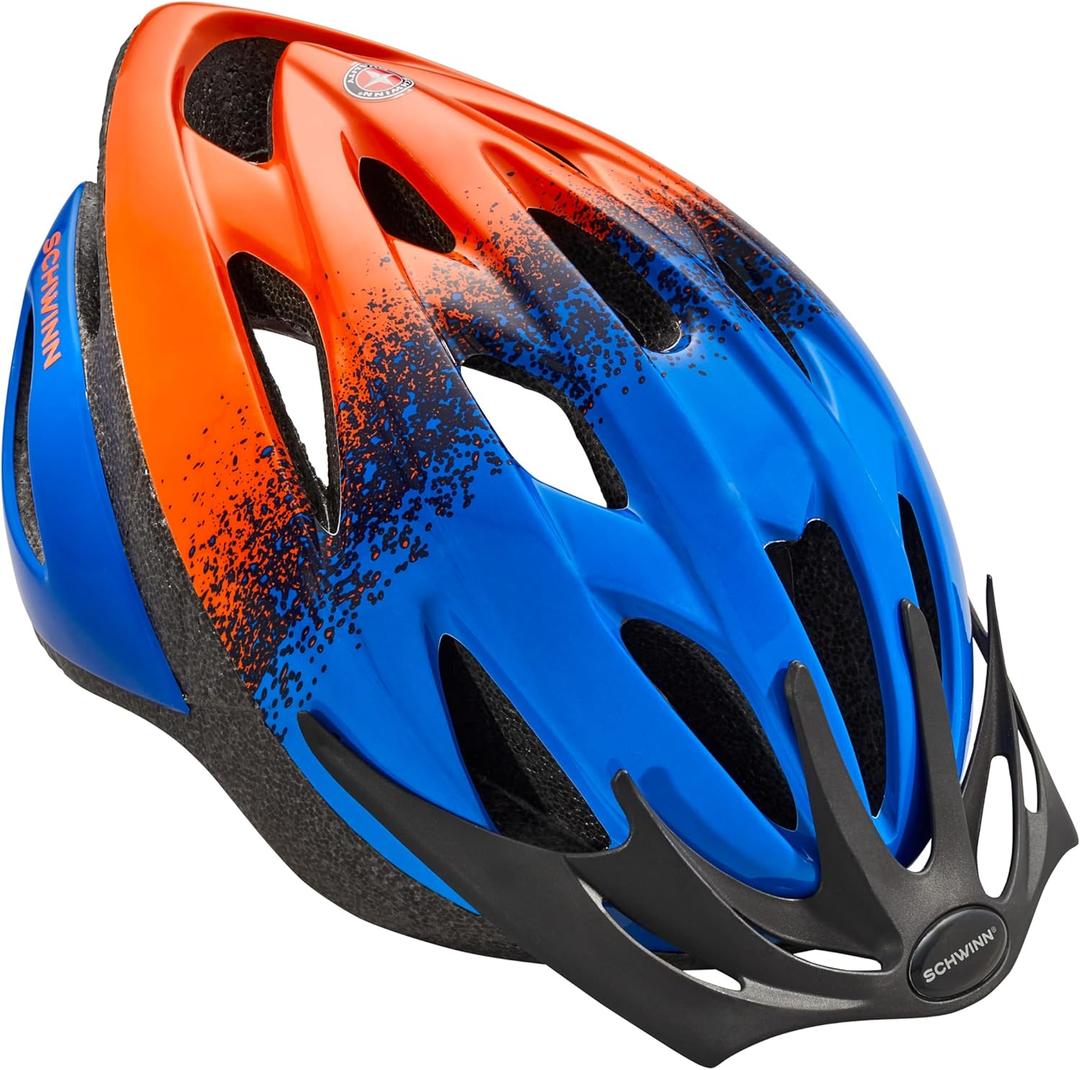 Schwinn Thrasher Helmet for Kids, Size 55-58 cm for Kids 8-14, Lightweight Microshell, Adjustable Dial & Straps, Interior Padding, Air Vents, Visor, Helmet for Boys and Girls (Youth, Blue/Orange)
