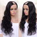 huarisi Brazilian Virgin Hair Wavy Wig, 20 Inch Glueless Body Wave U Shape Wigs for Black Women, 150% Density Natural Color Human Hair Wig