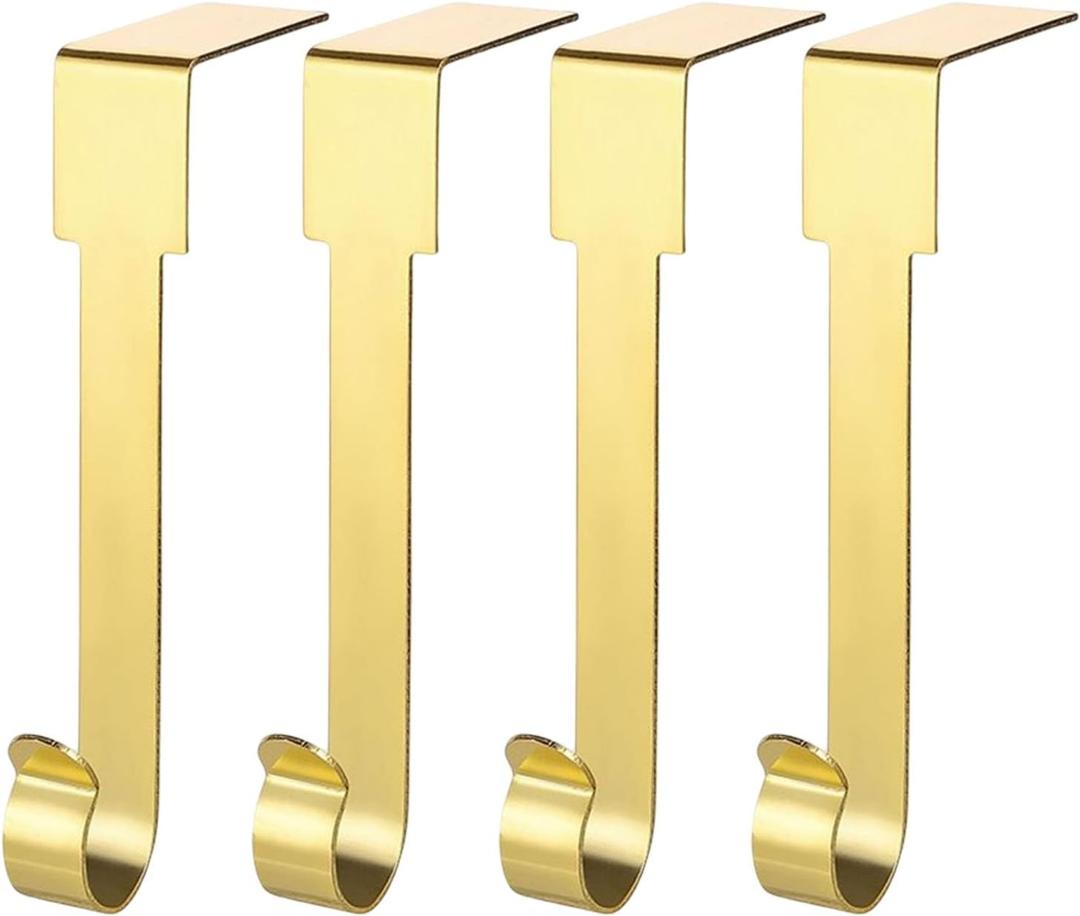 4 Pack Christmas Stockings Holder Hanger,Metal Hooks for Hanging Christmas Stockings,Stocking Holders for Mantle for Christmas Decorations (Jgold Style, 4)