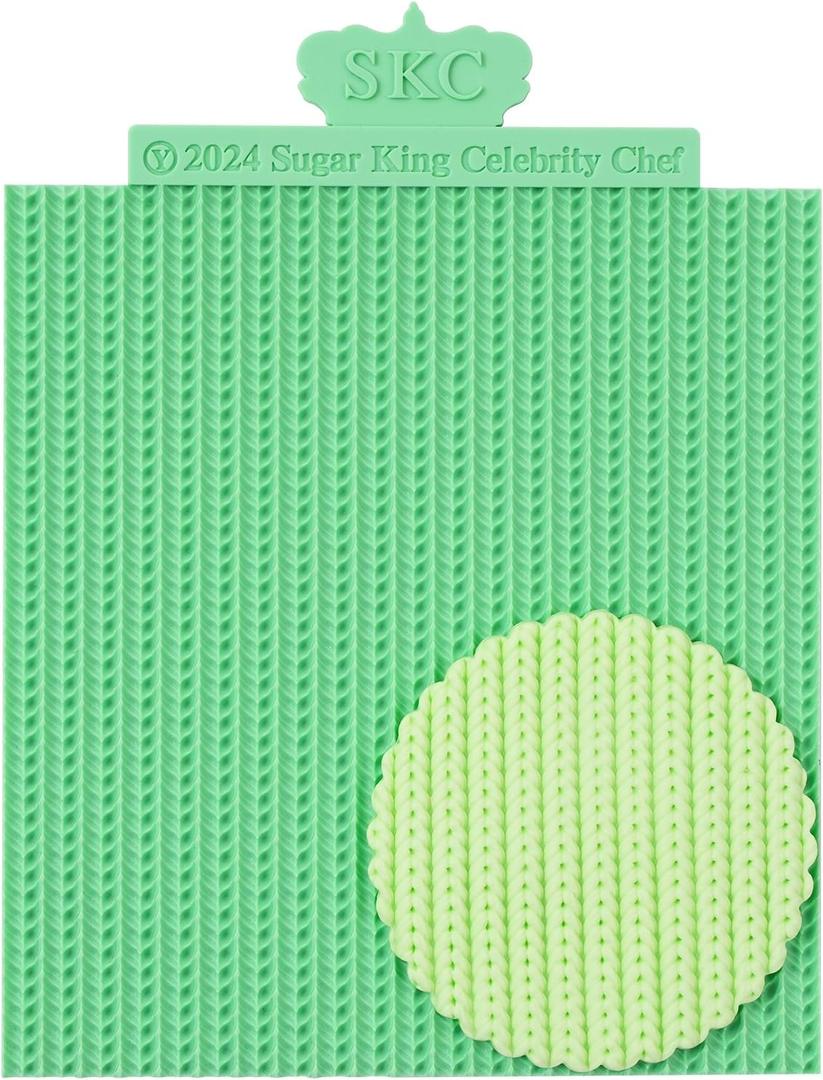 KALAIEN Sweater Texture Fondant Impression Mats Knit Fondant Embosser Texture Mats for Clay Cake Decorating Fondant Molds 1Pc(Style 1)
