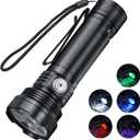 BORUIT ET28 Tactical Colored Flashlight Super Bright with Red White Green Blue UV Light - Hunting Blood Tracking Multicolor Night Vision Flashlights USB C Rechargeable Led Clip Flash Light