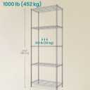 SONGMICS 5-Tier Storage Shelves, Adjustable Wire Shelving Unit, 8 Hooks