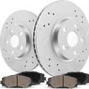 Rear Brake Pads And Rotors Kit Compatible With 2009-2017 Chevrolet Traverse, 2007-2016 GMC Acadia,55151 D883-7760 Automotive Replacement Brake Kits Geomet Drilled And Slotted Rotors 331mm(13in)
