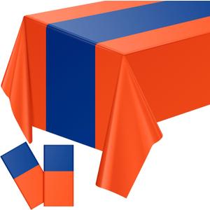 Oudain 4 Pcs Blue and Orange Tablecloth Dragon Party Anime Theme Table Cloth 108 x 54 Inch Plastic Disposable Rectangle Tablecovers for Birthday Themed Party Decoration Supplies