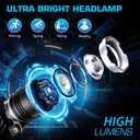 LED Headlamp Rechargeable 99000 High Lux, 9000mAh Long Battery Head Lamp with 12 Modes, IPX7 Waterproof USB Rechargeable Headlight, Zoomable Headlamp for Adults, 90 Adjustable for Camping Hunting