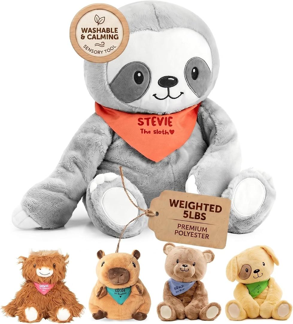 Lilly's Love Weighted Stuffed Animals for Adults & Kids 5lb Calming Sloth Plush for Anxiety, ADHD & Sensory | Machine Washable Weighted Stuffed Animal w/Removable Insert | Stevie The Sloth