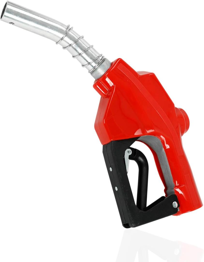 1" NPT Auto Fuel Nozzle, Auto Shut Off Fuel Nozzle with 3-speed Padlock, Spout 1" for Gasoline, Diesel, Biodiesel and Kerosene, Red