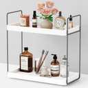 Forbena White Bathroom Organizer Countertop, Kitchen Counter Shelf Organizer for Coffee Bar Station, Makeup Vanity Organizers and Storage, Tiered Sink Tray for Perfurm Skincare (White and Grey)