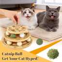 Cat Ball Track Toy with Puzzle Top, Interactive Cat Toys for Indoor Cats with Spinning Balls, Wooden Cat Ball Tower Toy for Kitten Kitty Exercise Mental Physical