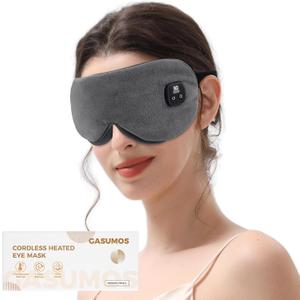 Heated Eye Mask, Warm Eye Compress for Dry Eyes Blepharitis Styes, 1000mAh Cordless Eye Heating Pad with 4 Temperature Modes 4-Level Timing, Travel(Gray)