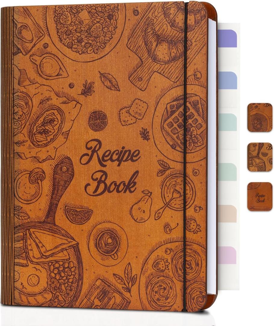 Woodcover Blank Recipe Book to Write in Your Own Recipes, Recipe Binder for Handwritten Recipes, Thoughtful Blank Recipe Book, Recipe Journal Gift, Cook Books Blank, Recipe Holders, Baking Version