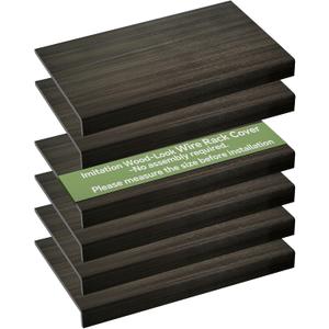6 PCS Wire Rack Covers for Pantry Wood Grain, 30''W * 16''D (Ready to Use) Faux Wood Shelf Covers for Wire Shelving, Rustic Closet Shelves Covering Toppers - Bathroom, Kitchen, Garage (Dark)