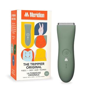 MERIDIAN The Trimmer Original - Body Hair Trimmer for Men, Electric Shaver for Pubic Hair, Chest, Legs & Bikini, Waterproof & Rechargeable, Sage