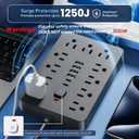 JouleLoom 20 FT Flat Plug Surge Protector Power Strip,11 Multiple AC Outlets with 6 USB Ports (2 USB C), 20 Feet Extension Cord, 1250W/10A, One Touch Switch Button, 17 in 1 Compact powerstrip