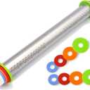 Adjustable Rolling Pin with Thickness Rings for Baking,17" Stainless Steel Dough Roller,Measurement Markings Rolling Pins For Pizza, tortilla,Pie,Pasta,Fondant,Cookies,Perfect for Chefs & Home Bakers