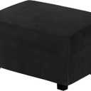 H.VERSAILTEX Real Velvet Plush 1 Piece Form Fit Stretch Rectangle Folding Storage Covers Ottoman Slipcovers Removable Footstool Protect Footrest Covers Elastic Bottom, Machine Washable(X-Large, Black)
