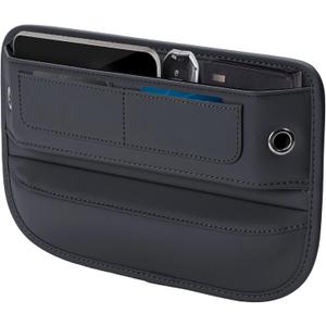 Universal Fit Premium Leather Car Seat Gap Filler Organizer, Center Console Organizer with Card Slots, Clever Gifts for Car SUV Truck Owners (Black, 1 Pack)