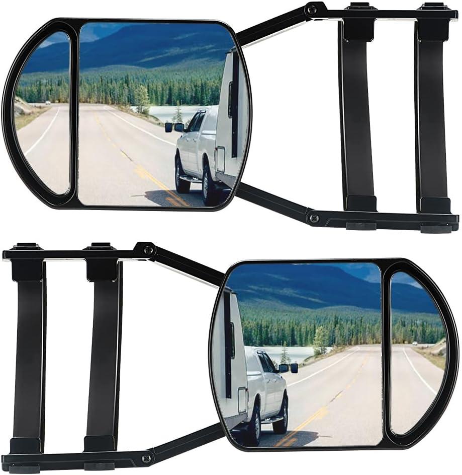 Towing Mirrors, Mirror Extensions For Towing, 360 Degree Rotation Clip-on Dual View Tow Mirrors for Vehicle Car Truck Trailer, 2pcs
