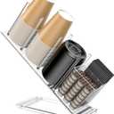 Acrylic Cup and Lid Holder with Straw Organizer, Adjustable Coffee Cup Holder Organizer, 5 Compartment Cup Dispenser for Disposable Paper & Plastic Cups, for Station Home Countertop(Patent in Effect)