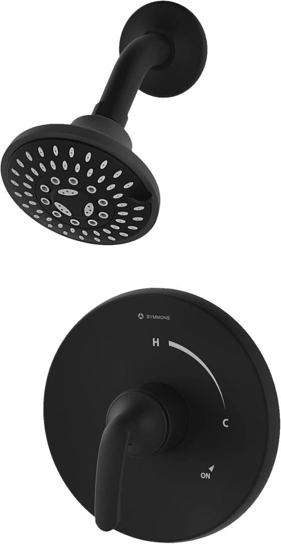 Symmons Elm Single Handle Wall Mount Shower Trim Kit in Matte Black (Valve Not Included) (Large)