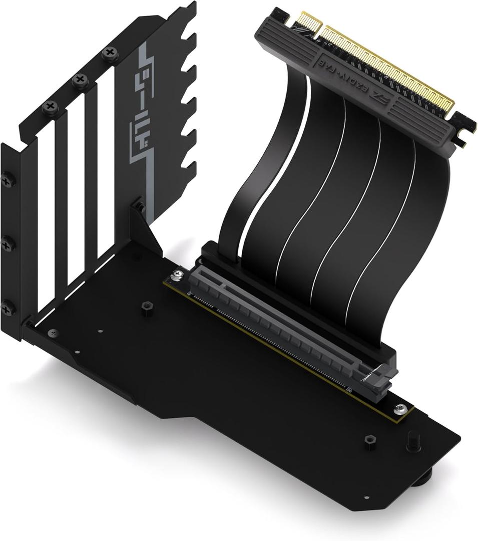 EZDIY-FAB Vertical GPU Mount with High-Speed PCIE 4.0 Riser Cable, Shield Series, 115mm/4.52in Flexible Extension, 90 Degree Connector, Only Compatible to Full-Opened PCIe Slots-Black-YIHPI344