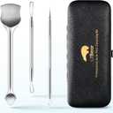 LitBear Pore Prep Tool, Blackhead Remover Pimple Popper Tool Kit, Stainless Steel Blackhead Extractions Tool for Acne, Whitehead Popping, Blemish, Comedone, Black