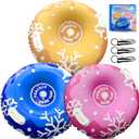 3 Pack Snow Tube Inflatable Sleds for Kids Snow Tubes for Sledding Heavy Duty 36'' Snow Sleds for Kids and Adult with Handles Outdoor Snow Toys Set for Boys Girls (Mix Color)