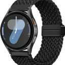 DaQin Magnetic Braided Band - Compatible with Samsung Galaxy Watch 7/6/5/4, 40mm/44mm, 20mm Stretchy Nylon Strap (Black)