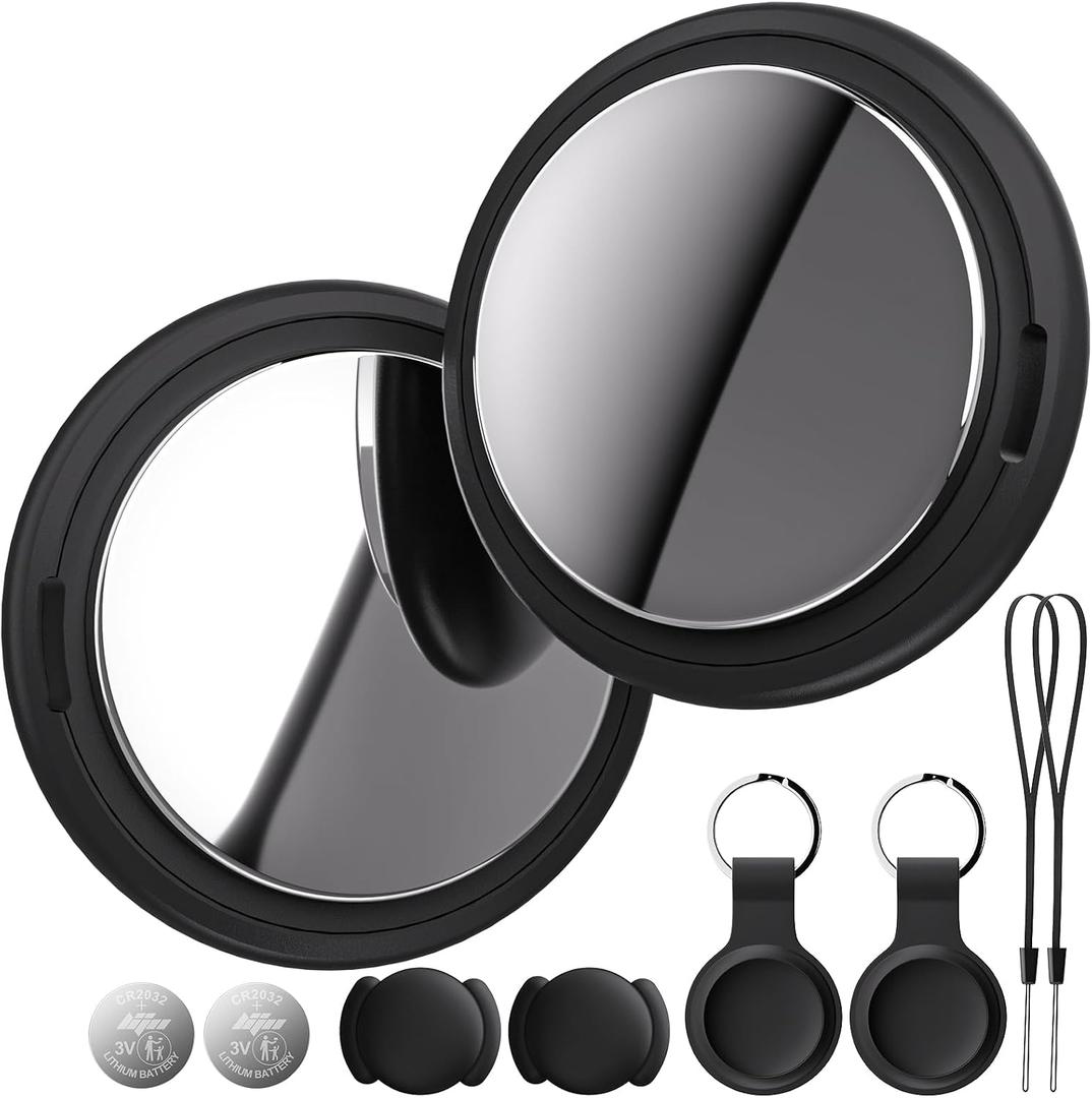 Air Tracker Tag Works with Apple Find My (iOS Only) Includes Replaceable Battery, Bluetooth Smart Item Locator Key Finder for Keys, Luggage, Wallet, Pet, Car, Bike (Black, 2-Pack)