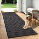 Tindbea Dog Mat for Muddy Paws,Absorbs Moisture Dirt Non-Slip Washable Mud Mat for Dogs,Soft Rubber Backing Front Inside Pet Rug for Entryway, Mud Dog Paws, Patio(24"x59",Charcoal)