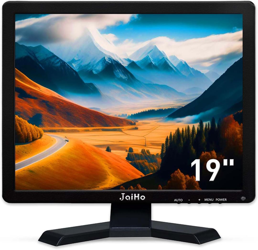 JaiHo PC Screen 19 Inch 4:3 Monitor 1280x1024 Color LCD Screen, HD PC Monitor with HDMI/VGA/AV/BNC/USB for Raspberry Pi Computer Xbox, Two Speakers, VESA