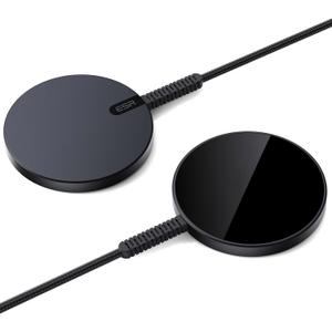 ESR 2 Pack HaloLock for Magsafe Charger,15W Wireless Charger, Wireless Charging Pad for iPhone 15/14/13/12, AirPods 4/3/Pro/Pro 2,Galaxy S25,Strong Magnetic Charging Pad with Type-C Cable, Black